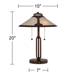 Franklin Iron Works Samuel Industrial Desk Lamp 20" High Rubbed Bronze With USB Charging Port Natural Mica Shade For Bedroom Living Room Bedside Desk -Floor Lamps Store GUEST 927ea892 13f7 4263 9b9a 603311417e0c