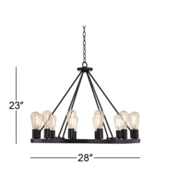 Franklin Iron Works Lacey Black Wagon Wheel Chandelier 28" Wide Industrial 12-Light LED Fixture For Dining Room House Foyer Kitchen Island Entryway 13 Franklin Iron Works Lacey Black Wagon Wheel Chandelier 28" Wide Industrial 12-Light LED Fixture For Dining Room House Foyer Kitchen Island Entryway -Floor Lamps Store GUEST 92d2cbe5 387a 41bd b202 712278829386