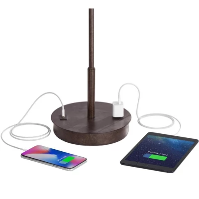 360 Lighting Modern Accent Table Lamp With USB And AC Power Outlet 23 1/2" High Bronze Fabric Drum Shade For Bedroom Living Room House Desk Bedside 3 360 Lighting Modern Accent Table Lamp With USB And AC Power Outlet 23 1/2" High Bronze Fabric Drum Shade For Bedroom Living Room House Desk Bedside - Image 3