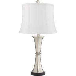 360 Lighting Seymore Modern Table Lamps 26" High Set Of 2 White Softback With USB Charging Port LED Touch On Off Silver Drum Shade For Bedroom Desk -Floor Lamps Store GUEST 9456f6ec c368 45ae 84a3 1ddf157ba4d6