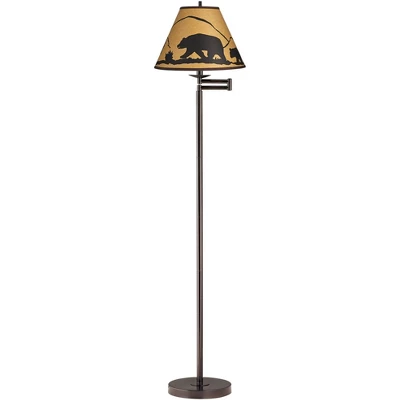 360 Lighting Modern Swing Arm Floor Lamp Adjustable 67.5" Tall Bronze Mountain Scene Empire Shade For Living Room Reading Bedroom Office 1 360 Lighting Modern Swing Arm Floor Lamp Adjustable 67.5" Tall Bronze Mountain Scene Empire Shade For Living Room Reading Bedroom Office