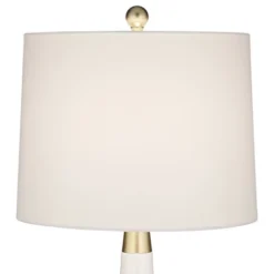 360 Lighting Nesbit Modern Mid Century Table Lamps 25" High Set Of 2 White Ceramic With USB Charging Port Drum Shade For Bedroom Living Room Bedside -Floor Lamps Store GUEST 94ef9369 77ae 49d4 9107 a03625e4ab90