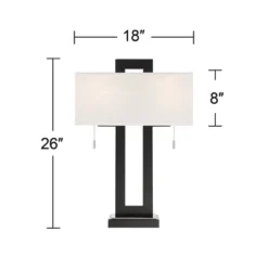 360 Lighting Neil Modern Table Lamp With Clear Riser 26" High Black With USB Charging Port White Rectangular Shade For Bedroom Living Room House Desk -Floor Lamps Store GUEST 95d6b352 f8b3 4101 8dcd 555e9e321bb6