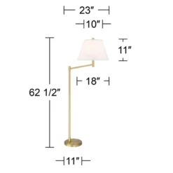Possini Euro Design Modern Arc Floor Lamp Standing 62 1/2" Tall Warm Gold Offset Arm White Linen Drum Shade For Living Room Reading Family Bedroom -Floor Lamps Store GUEST 9730cedd 2492 4c1e a5b4 7f14b03b2d31