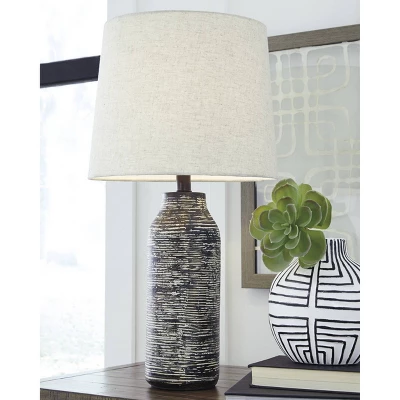 Set Of 2 Mahima Paper Table Lamps Black/White - Signature Design By Ashley 1 Set Of 2 Mahima Paper Table Lamps Black/White - Signature Design By Ashley
