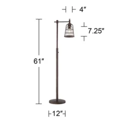 Franklin Iron Works Averill Rustic Farmhouse Industrial Downbridge Floor Lamp 61" Tall Oiled Bronze LED Seedy Glass Shade For Living Room Reading Home -Floor Lamps Store GUEST 993fd97c d7a4 4e96 b662 922423797fa3