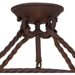 John Timberland Natural Mica Rustic Ceiling Light Semi Flush Mount Fixture 15" Wide Deep Walnut Scroll 3-Light Drum Shade For Bedroom Living Room Home -Floor Lamps Store GUEST 99cb8175 5130 45a8 afdf 653b162ab572