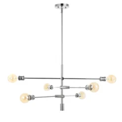 36" 6-Light Atlas Modern Vintage Iron Arm-Adjustable LED Chandelier Chrome - JONATHAN Y -Floor Lamps Store GUEST 9a93461b b6be 4001 adc1 de0e60eb0191