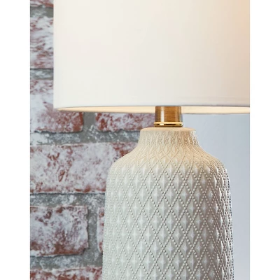 Donnford Ceramic Table Lamp Gray/White - Signature Design By Ashley 2 Donnford Ceramic Table Lamp Gray/White - Signature Design By Ashley - Image 2