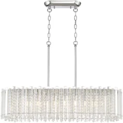 Possini Euro Design Mirabell Chrome Linear Island Pendant Chandelier 34" Wide Modern LED Clear Glass Crystal 6-Light Fixture For Dining Room Kitchen -Floor Lamps Store GUEST a06855f6 6b6f 4844 9d9b 268029fc375e