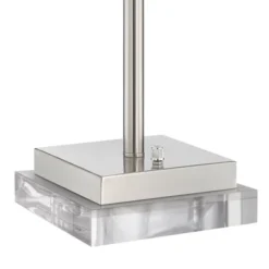 360 Lighting Andre Modern Table Lamps Set Of 2 With Square Risers 28 1/4" Tall Silver Metal USB And AC Power Outlet In Base White Drum Shade For Desk -Floor Lamps Store GUEST a153ef32 24ab 4fa1 8395 16c956d4203d