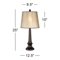 Franklin Iron Works Naomi Industrial Rustic Table Lamp 25" High Bronze With USB Charging Port Mica Shade For Bedroom Living Room Bedside Office Desk -Floor Lamps Store GUEST a2443163 f56e 4db7 8a07 043e03776c2a