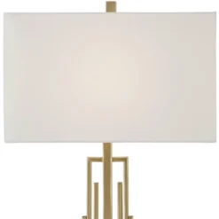 360 Lighting Sonia Modern Table Lamps 29 1/2" Tall Set Of 2 Gold Metal With Dual USB Charging Ports White Rectangular Shade For Bedroom Living Room -Floor Lamps Store GUEST a408ca61 4827 458c 832c 86ea5cab01a4