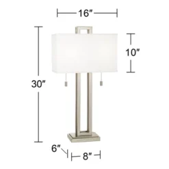 Possini Euro Design Modern Table Lamps 30" Tall Set Of 2 Brushed Nickel Open Rectangular White Box Shade For Living Room Family Bedroom -Floor Lamps Store GUEST a7b9d08f 87b9 4f60 9901 694201dc2d83