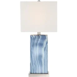 360 Lighting Connie Modern Table Lamps 25" High Set Of 2 Blue Faux Marble With USB Charging Port Table Top Dimmers White Shade For Bedroom Office Desk -Floor Lamps Store GUEST a950faa6 056a 46be 9811 86795f4bb7e4