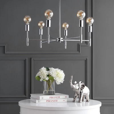 17.75" Adjustable Height Metal Turing Pendant (Includes Energy Efficient Light Bulb) Chrome - JONATHAN Y 2 17.75" Adjustable Height Metal Turing Pendant (Includes Energy Efficient Light Bulb) Chrome - JONATHAN Y - Image 2