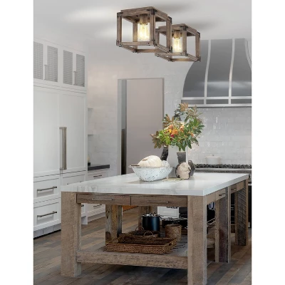 LED Iron Magnolia Rustic Farmhouse Flush Mount Brown - JONATHAN Y 1 LED Iron Magnolia Rustic Farmhouse Flush Mount Brown - JONATHAN Y