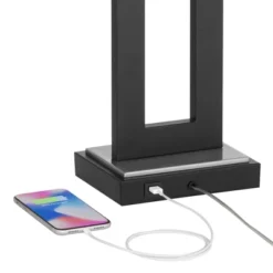 360 Lighting Neil Modern Rustic Table Lamp 26" High Black Metal With USB Charging Port White Rectangular Shade For Bedroom Living Room Bedside Desk -Floor Lamps Store GUEST b0a9cf55 987a 4710 b715 8265d4b75ac5