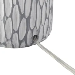 360 Lighting Patrick Modern Coastal Table Lamp With Round Riser 27 1/4" Tall Gray White Wash Ceramic Drum Fabric Shade For Bedroom Living Room Home -Floor Lamps Store GUEST b0fea586 ba5d 4903 b57d 54494be25fe9