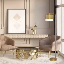 65.25" Ximena Drum Shade Floor Lamp Gold - River Of Goods -Floor Lamps Store GUEST b1f3d382 de7b 431c 80d5 e16ec3e35e8e