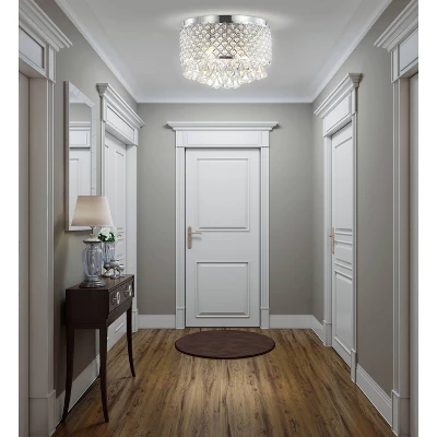 14.7" Crystal Drops/Metal Evelyn Flush Mount (Includes Energy Efficient Light Bulb) Chrome - JONATHAN Y 4 14.7" Crystal Drops/Metal Evelyn Flush Mount (Includes Energy Efficient Light Bulb) Chrome - JONATHAN Y - Image 4