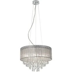 Possini Euro Design Jolie Chrome Chandelier Lighting 20" Wide Modern Crystal Silver Fabric Shade 7-Light Fixture For Dining Room House Kitchen Island -Floor Lamps Store GUEST b5a3f889 4381 402d 9fe1 a088bafb958c