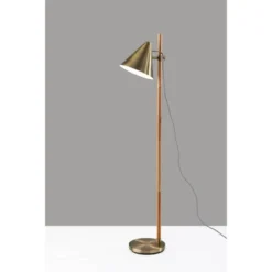 Bryn Floor Lamp Natural Rubberwood Antique Brass - Adesso -Floor Lamps Store GUEST b6ceb09f d471 4482 b8e0 925716bb8d9d