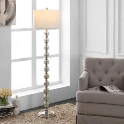 Cace Floor Lamp - Nickel/Ivory - Safavieh -Floor Lamps Store GUEST b6f9f265 aa39 49c2 9b50 3ab4d656fa9b