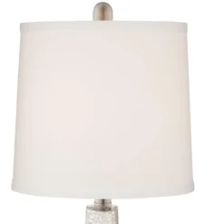 360 Lighting Ledger Modern Accent Table Lamps 21 3/4" High Set Of 2 Mercury Glass With USB Charging Port Table Top Dimmers Off-White Shade For Desk -Floor Lamps Store GUEST baa63c87 0390 4cbf 89f3 02d84b8dae0d