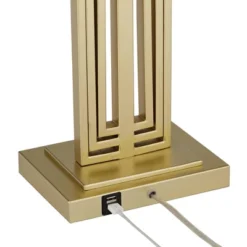 360 Lighting Sonia Modern Table Lamps 29 1/2" Tall Set Of 2 Gold Metal With Dual USB Charging Ports White Rectangular Shade For Bedroom Living Room -Floor Lamps Store GUEST bae6c04b 06cd 4518 9bbd f577f73b94ab