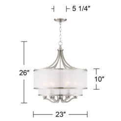 Possini Euro Design Nor Brushed Nickel Pendant Chandelier 23" Wide Modern Double White Organza Shade 6-Light Fixture For Dining Room Kitchen Island 15 Possini Euro Design Nor Brushed Nickel Pendant Chandelier 23" Wide Modern Double White Organza Shade 6-Light Fixture For Dining Room Kitchen Island -Floor Lamps Store GUEST bb16169e e8ac 40d5 a519 799cfcb81c1e