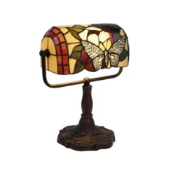 Tiffany Style Bankers Lamp With Butterfly Design (Includes LED Light Bulb) - Trademark Global -Floor Lamps Store GUEST bc470588 9771 456a 9a17 3bea439a655c