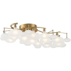 Possini Euro Design Lilypad Modern Ceiling Light Semi Flush Mount Fixture 30 1/4" Wide Warm Brass 12-Light Frosted Glass Shade For Bedroom Living Room 12 Possini Euro Design Lilypad Modern Ceiling Light Semi Flush Mount Fixture 30 1/4" Wide Warm Brass 12-Light Frosted Glass Shade For Bedroom Living Room -Floor Lamps Store GUEST bc64b39a 2843 4a68 b9d6 625259c5adb7