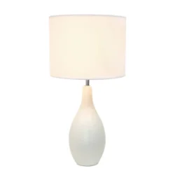 18.11" Traditional Standard Ceramic Dewdrop Table Desk Lamp With Matching Fabric Shade Off-White - Creekwood Home -Floor Lamps Store GUEST c037885d 00d1 4b01 87fd 20d396f1883d
