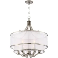 Possini Euro Design Nor Brushed Nickel Pendant Chandelier 23" Wide Modern Double White Organza Shade 6-Light Fixture For Dining Room Kitchen Island 13 Possini Euro Design Nor Brushed Nickel Pendant Chandelier 23" Wide Modern Double White Organza Shade 6-Light Fixture For Dining Room Kitchen Island -Floor Lamps Store GUEST c19ac5bd 5808 482d 9cfb 07d1572fc05b