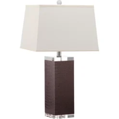 Floor Lamps Store 42 (Set Of 2) 27" Deco Leather Table Lamp Brown (Includes CFL Light Bulb) - Safavieh