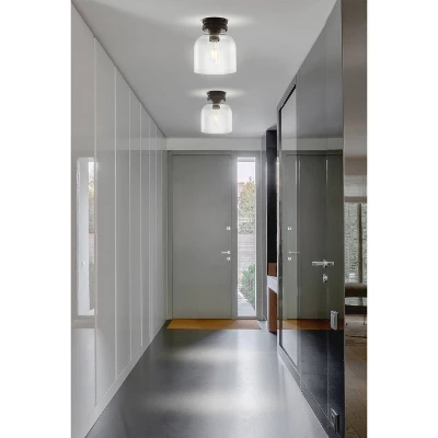 7.75" Metal/Glass Domenic Flush Mount (Includes Energy Efficient Light Bulb) - JONATHAN Y 4 7.75" Metal/Glass Domenic Flush Mount (Includes Energy Efficient Light Bulb) - JONATHAN Y - Image 4