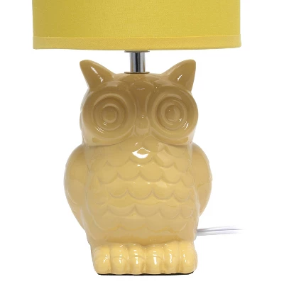 12.8" Contemporary Ceramic Owl Bedside Table Lamp With Matching Fabric Shade Yellow - Simple Designs 8 12.8" Contemporary Ceramic Owl Bedside Table Lamp With Matching Fabric Shade Yellow - Simple Designs - Image 8