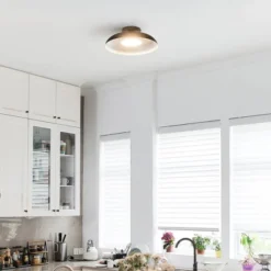 1-Light LED Integrated Matte Black Flush Mount Ceiling Light - Globe Electric -Floor Lamps Store GUEST c3e34638 fcd5 43b9 9ea3 79a36bc392ef