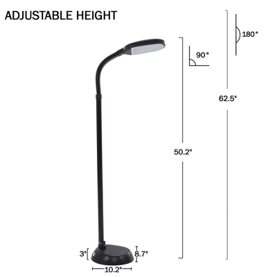 Adjustable Floor Lamp - Full Spectrum Natural Sunlight LED Lamp And Bendable Neck - Dimmable Light For Living Room And Bedroom By Lavish Home (Black) 1 Adjustable Floor Lamp - Full Spectrum Natural Sunlight LED Lamp And Bendable Neck - Dimmable Light For Living Room And Bedroom By Lavish Home (Black)