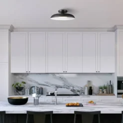 1-Light LED Integrated Matte Black Flush Mount Ceiling Light - Globe Electric -Floor Lamps Store GUEST c5e1b685 e8d3 45f1 a06e 1d99c24baa59