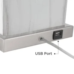 360 Lighting Connie Modern Table Lamps 25" High Set Of 2 White Faux Marble With USB Charging Ports Rectangular Shade For Living Room Office Desk House -Floor Lamps Store GUEST c833dd05 6e10 456d b64b 2e0678fc3334