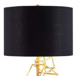 Possini Euro Design Modern Table Lamp 30" Tall Gold Metal Geometric Cube Black Drum Shade For Bedroom Living Room Bedside Nightstand Office Kids House -Floor Lamps Store GUEST c92e6f9c 8b15 4055 9210 e95329e351d3