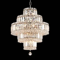 Vienna Full Spectrum Magnificence Chrome Chandelier 18 1/2" Wide Modern Faceted Crystal Glass 18-Light LED Fixture For Dining Room Home Kitchen Island