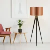 Allora Mid-Century Modern Tripod Floor Lamp With Drum Shade - Teamson Home
