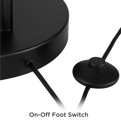 360 Lighting Cora Modern Arc Floor Lamp Standing 72" Tall Black Metal White Linen Drum Shade Decor For Living Room Reading Bedroom Office House Home 4 360 Lighting Cora Modern Arc Floor Lamp Standing 72" Tall Black Metal White Linen Drum Shade Decor For Living Room Reading Bedroom Office House Home - Image 4