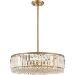 Stiffel Soft Gold Drum Pendant Chandelier 20 1/4" Wide Modern Clear Crystal 5-Light Fixture For Dining Room House Foyer Entryway -Floor Lamps Store GUEST cf4cbcbb a013 4521 85e3 0a410f80b842