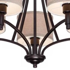 Franklin Iron Works La Pointe Oil Rubbed Bronze Pendant Chandelier 26" Wide Rustic Oatmeal Linen Shade 5-Light Fixture For Dining Room Kitchen Island -Floor Lamps Store GUEST d0f5ea52 82b7 4cff b305 4b7759ed5907