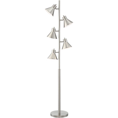 360 Lighting Modern Floor Lamp 5-Light Tree 70" Tall Brushed Nickel Metal Adjustable Heads For Living Room Reading Bedroom Office 7 360 Lighting Modern Floor Lamp 5-Light Tree 70" Tall Brushed Nickel Metal Adjustable Heads For Living Room Reading Bedroom Office - Image 7