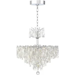 Vienna Full Spectrum Villette Chrome Chandelier 27 1/2" Wide Modern Cascade Crystal 6-Light LED Fixture For Dining Room Foyer Kitchen Island Entryway -Floor Lamps Store GUEST d14fcfbd 30c1 40c3 a053 139699901da9